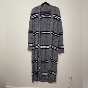 Aerie Navy striped Floor Length women’s cozy knit cardigan in L